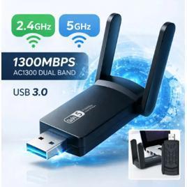Adaptador Wifi Usb 3.0 Placa De Rede Dual Band 1300Mbps Gigabit 2 Antenas - Gurumania