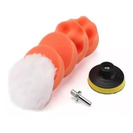 Kit de Polimento Automotivo | 6 Peças com Almofadas, Boinas de Espuma e Lã, Adaptador de Broca M14
