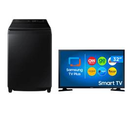Lavadora de Roupas Samsung 17kg Cesto Inox + Smart TV HD LED 32” Wi-Fi HDR 2 HDMI